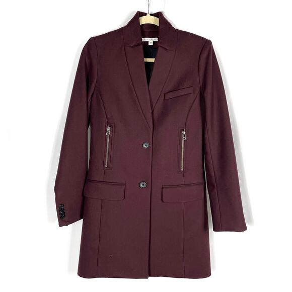Veronica‎ Beard Uptown Dickey Burgundy Car Coat Wool Cashmere Blend RARE! Sz 0 - Picture 2 of 10